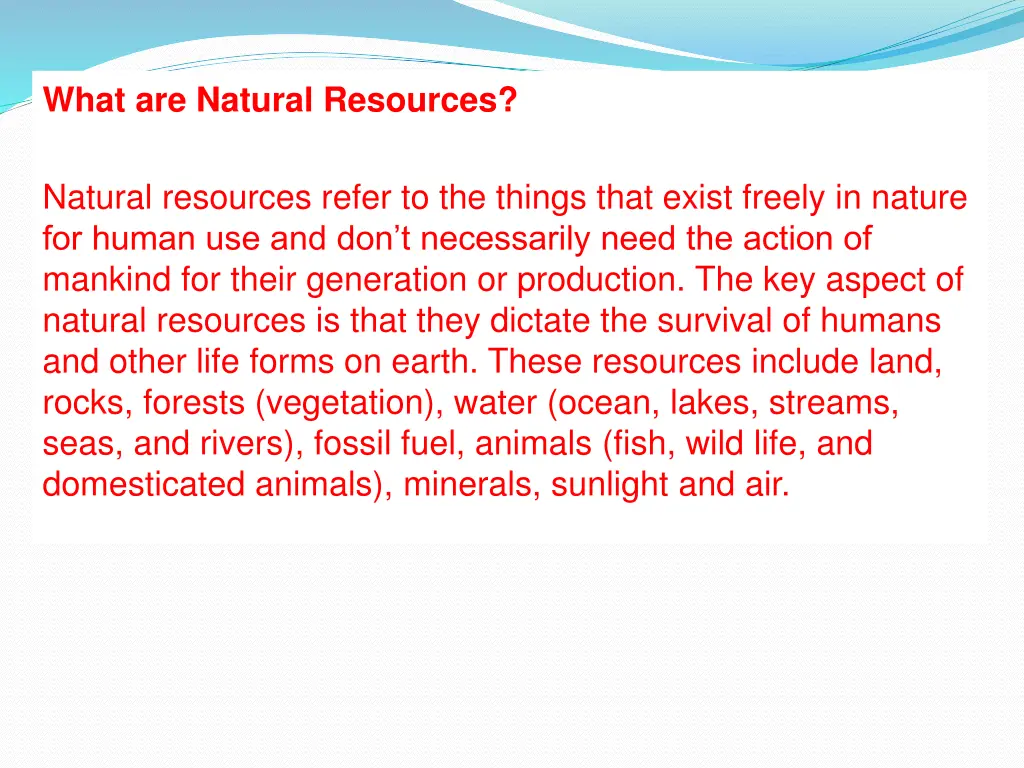 what are natural resources 1