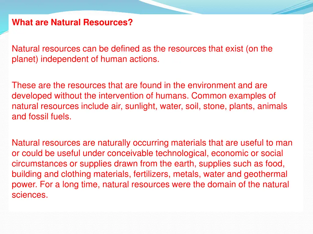 what are natural resources