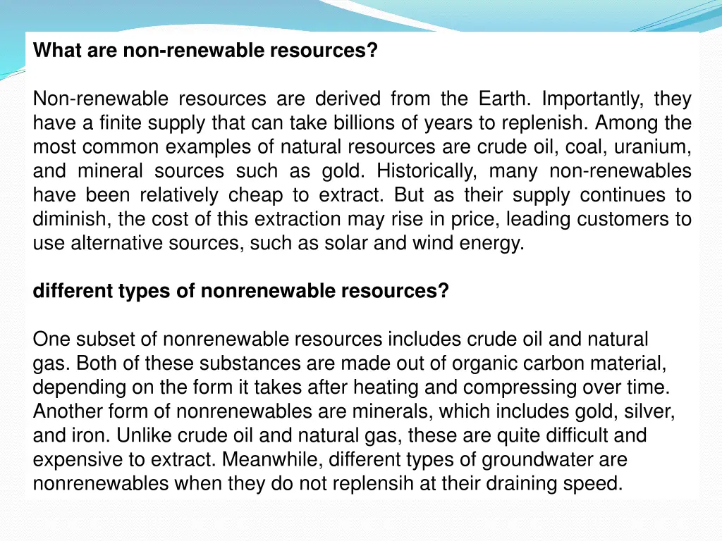 what are non renewable resources