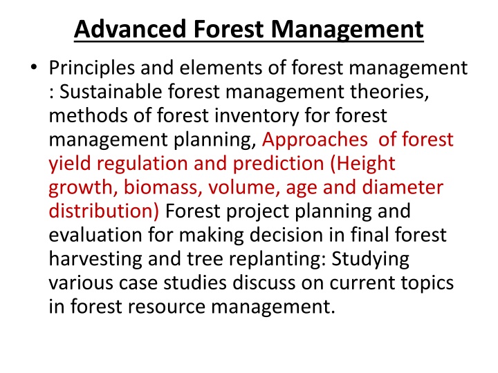 advanced forest management principles