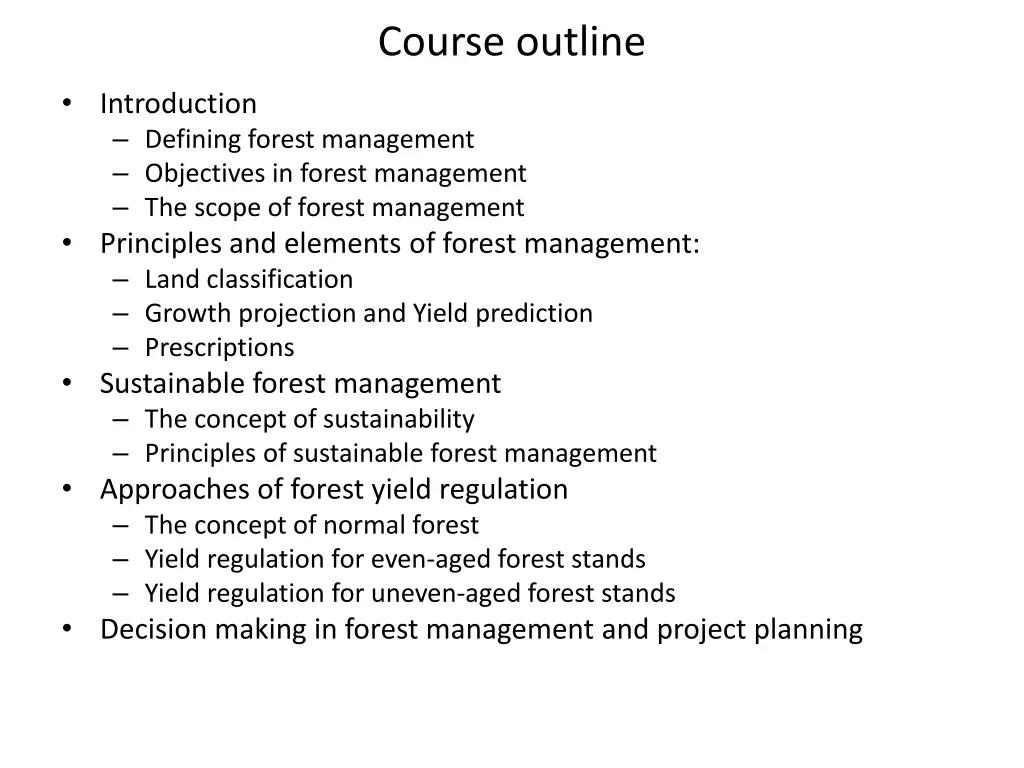 course outline