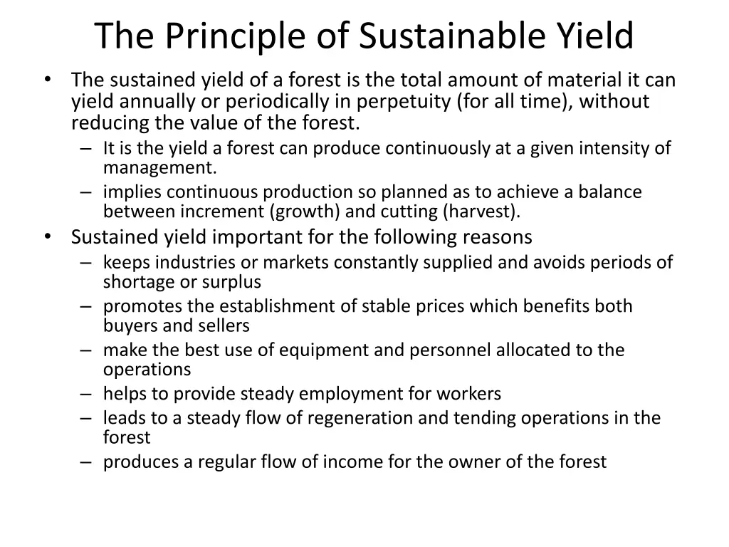 the principle of sustainable yield the sustained