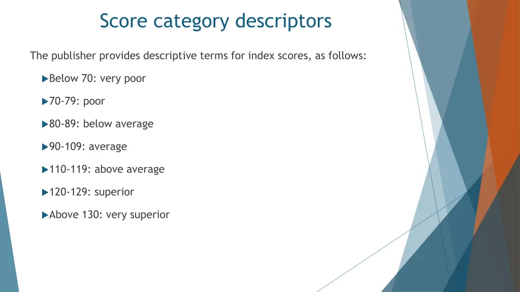 score category descriptors