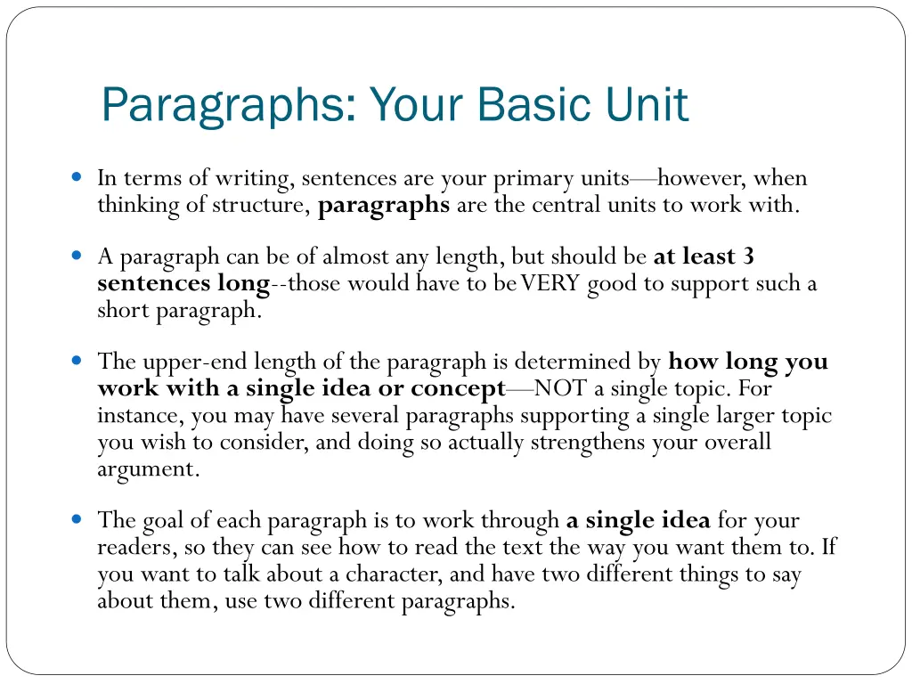 paragraphs your basic unit