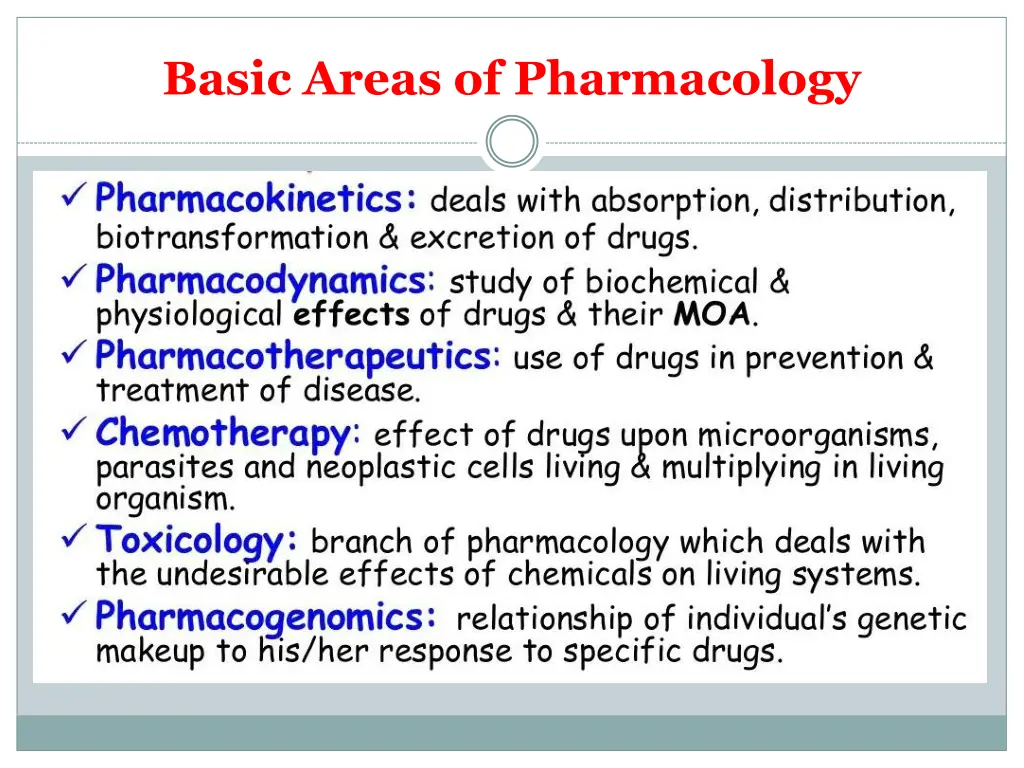 basic areas of pharmacology