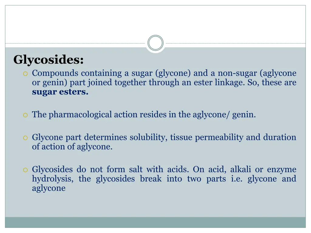 glycosides compounds containing a sugar glycone