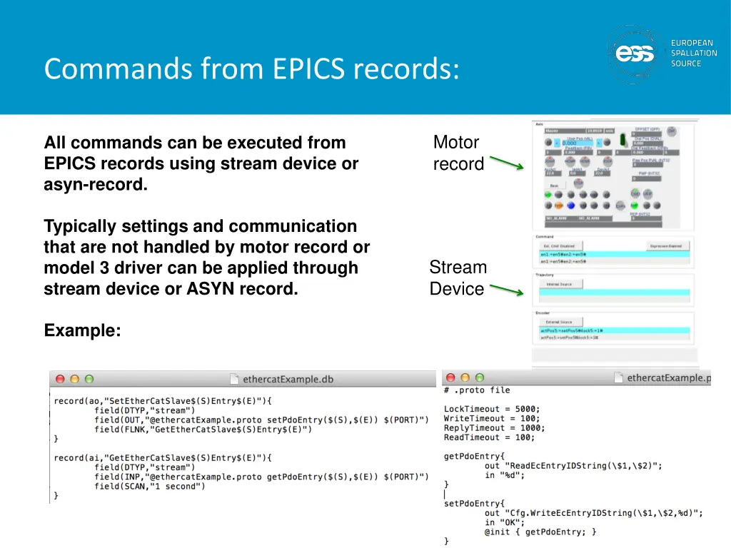 commands from epics records