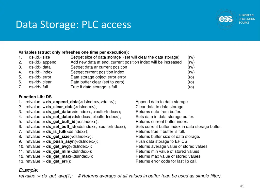 data storage plc access