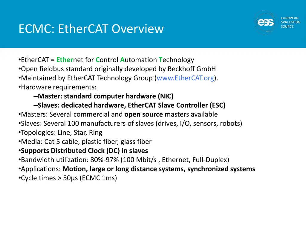 ecmc ethercat overview