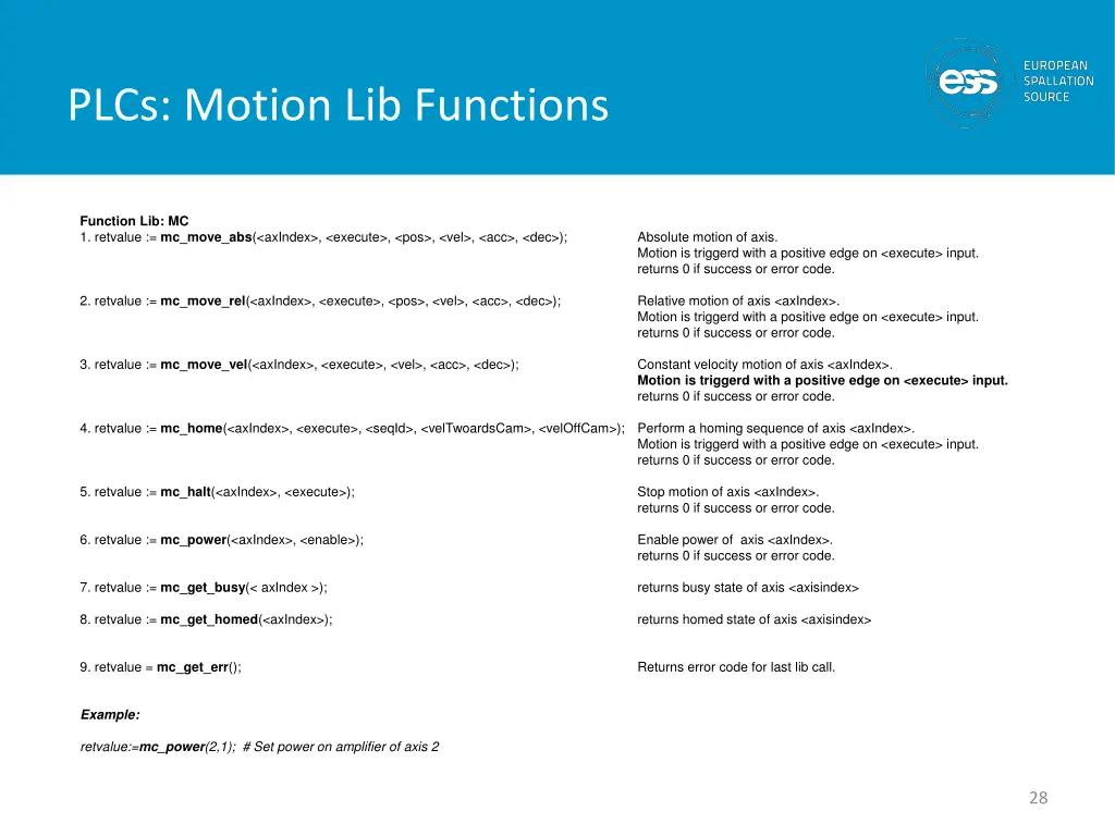 plcs motion lib functions