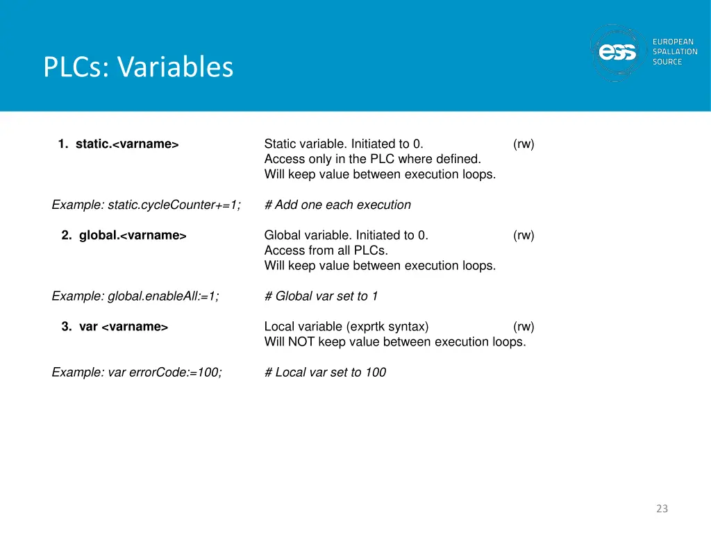 plcs variables