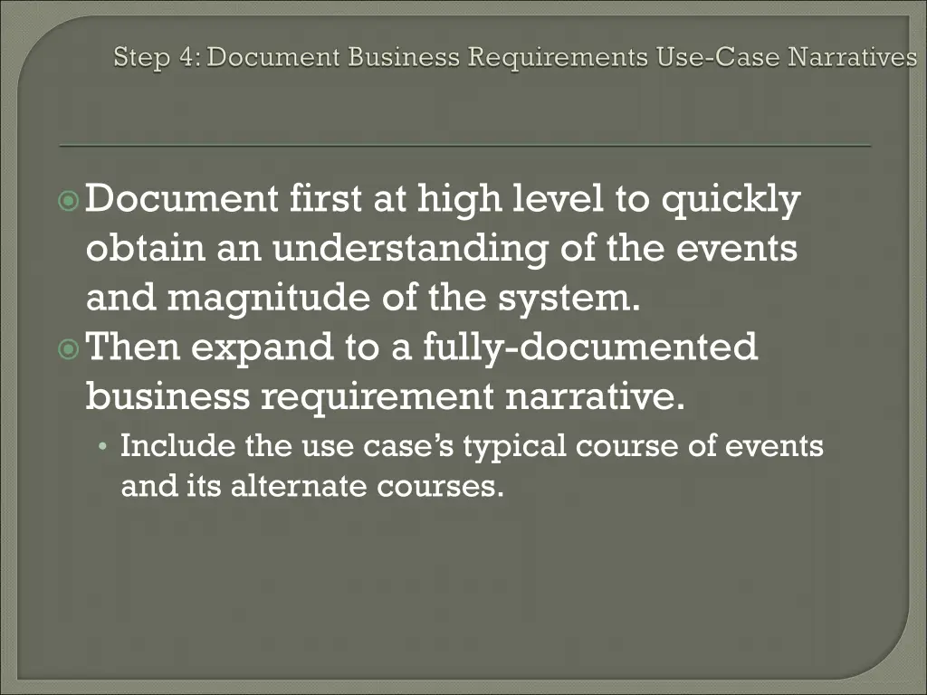 document first at high level to quickly obtain