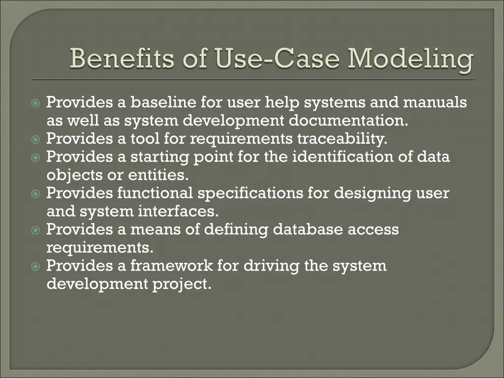 provides a baseline for user help systems