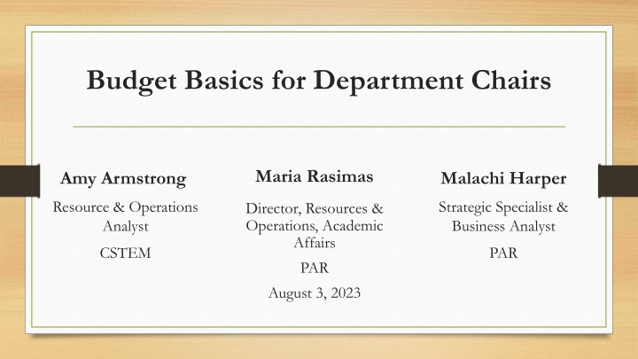 budget basics for department chairs