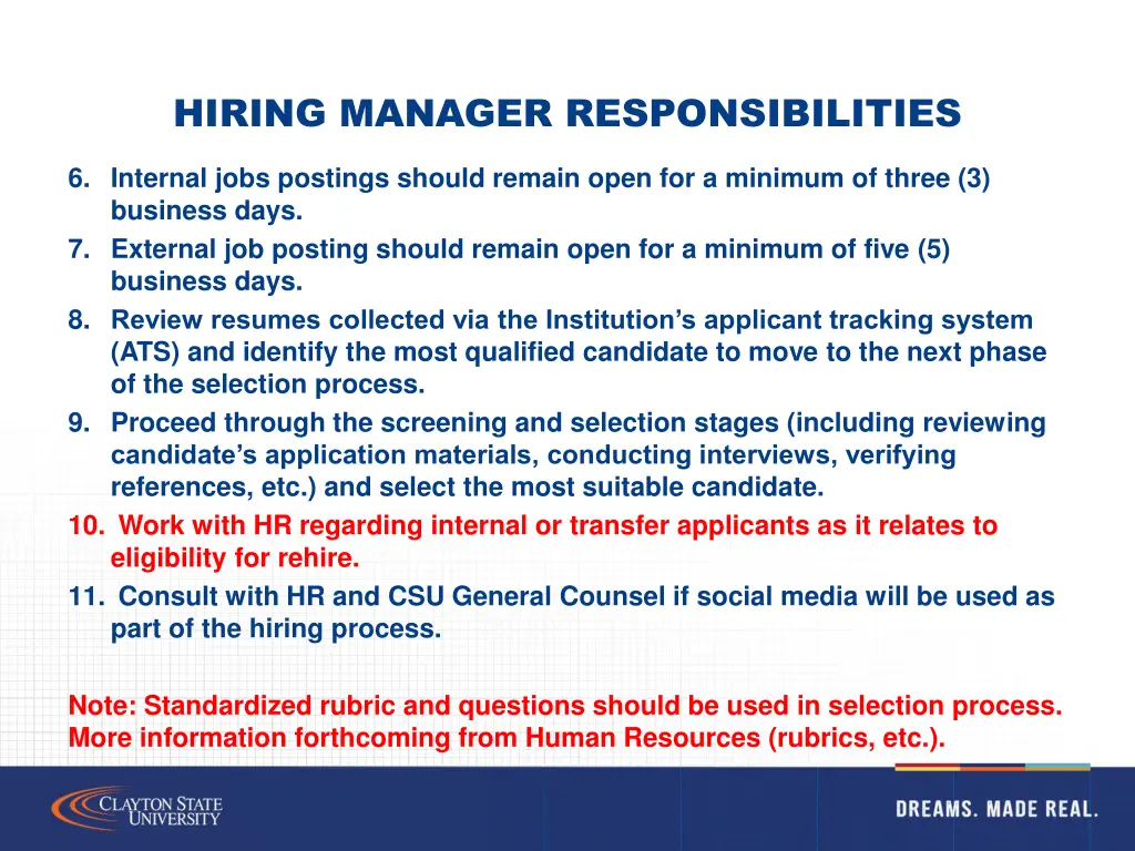 hiring manager responsibilities 1