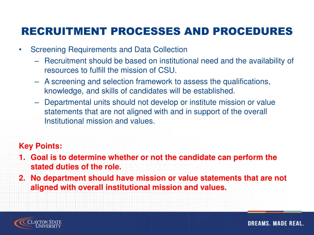 recruitment processes and procedures