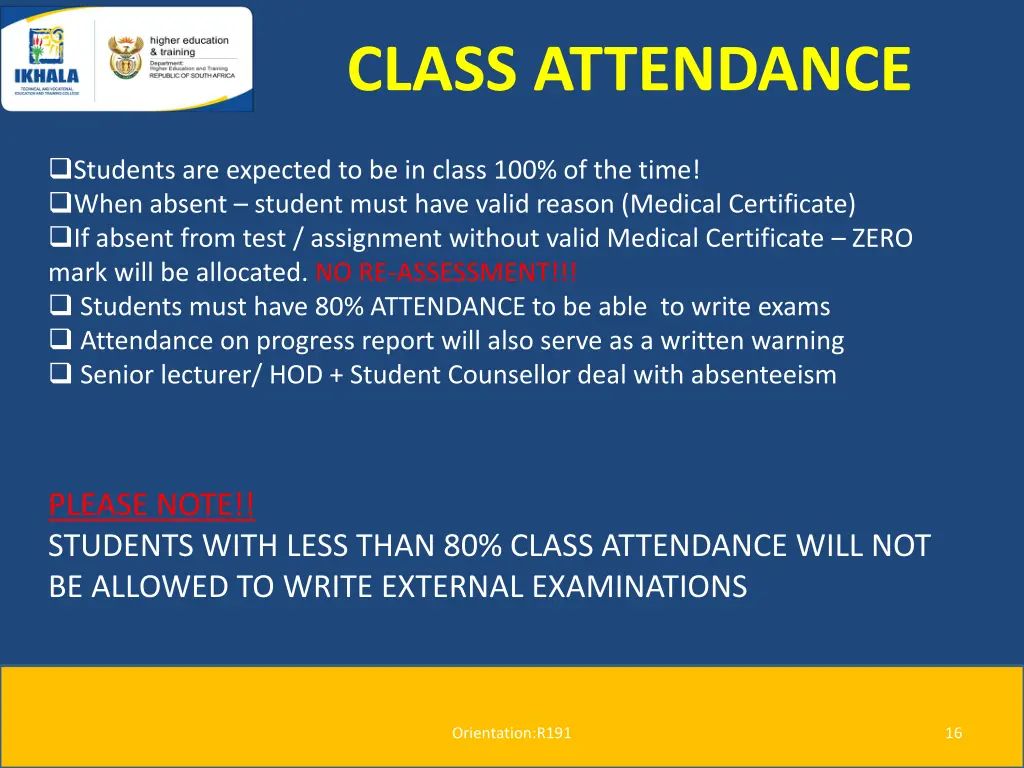 class attendance