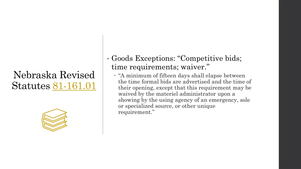 goods exceptions competitive bids time