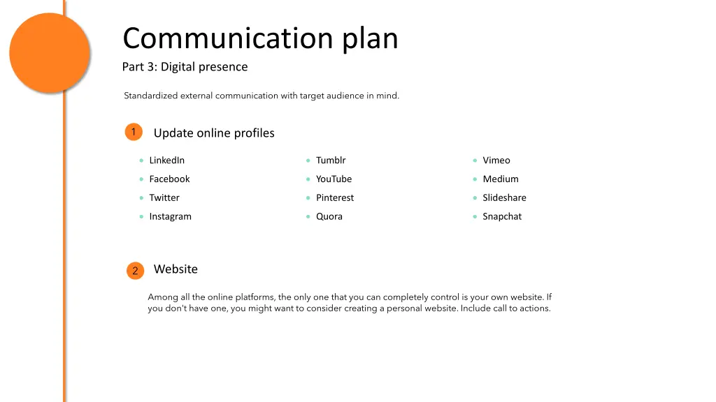communication plan part 3 digital presence