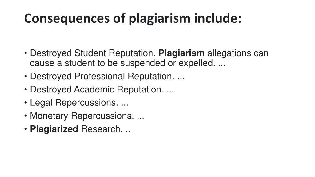 consequences of plagiarism include