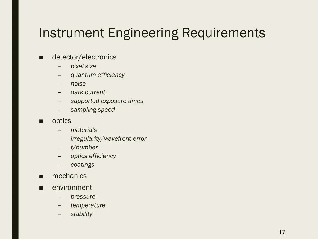 instrument engineering requirements