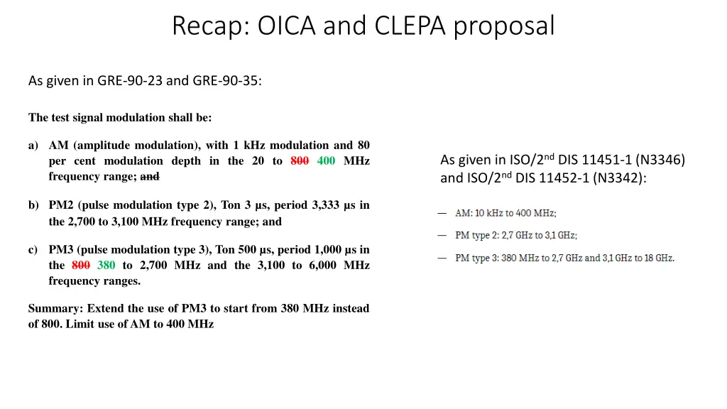 recap oica and clepa proposal