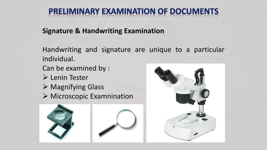 preliminary examination of documents 1