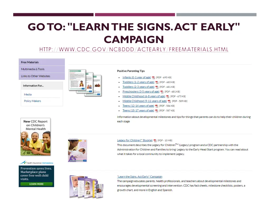 go to learn the signs act early campaign http