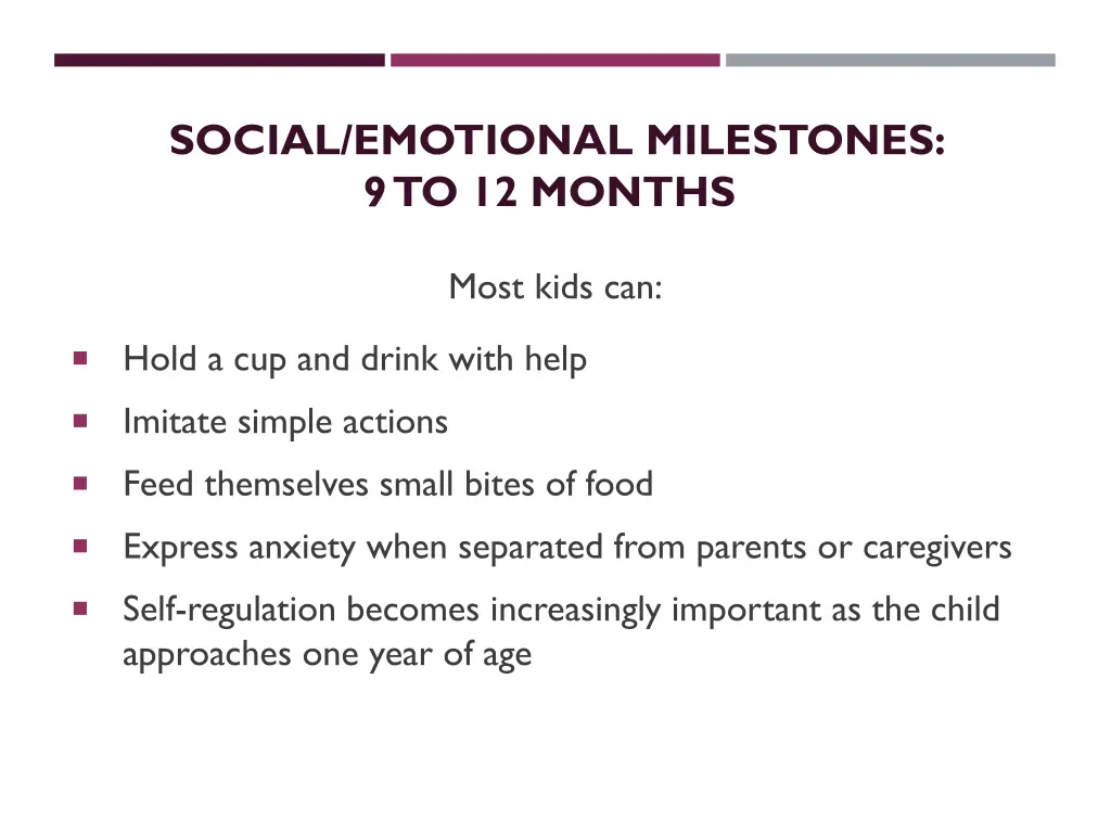 social emotional milestones 9 to 12 months