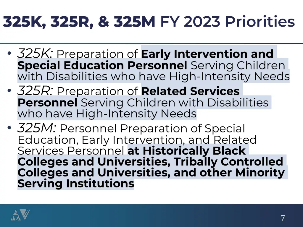 325k 325r 325m fy 2023 priorities