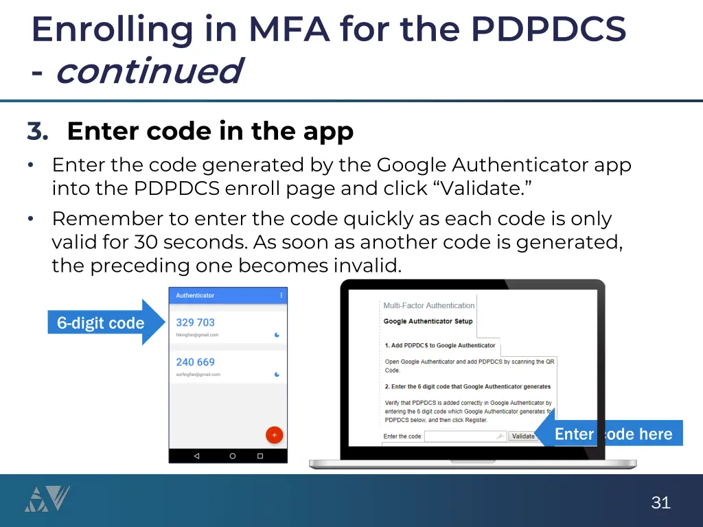 enrolling in mfa for the pdpdcs continued