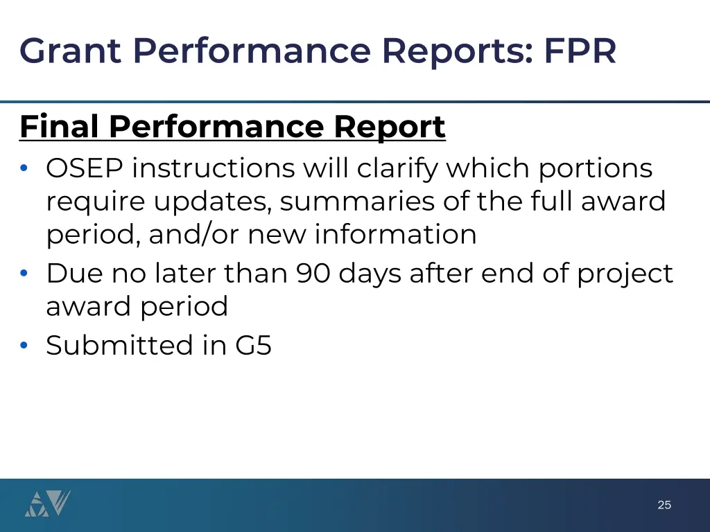 grant performance reports fpr
