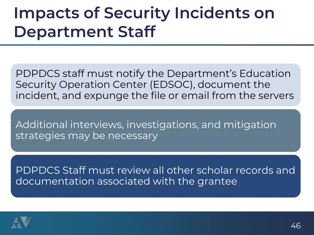 impacts of security incidents on department staff