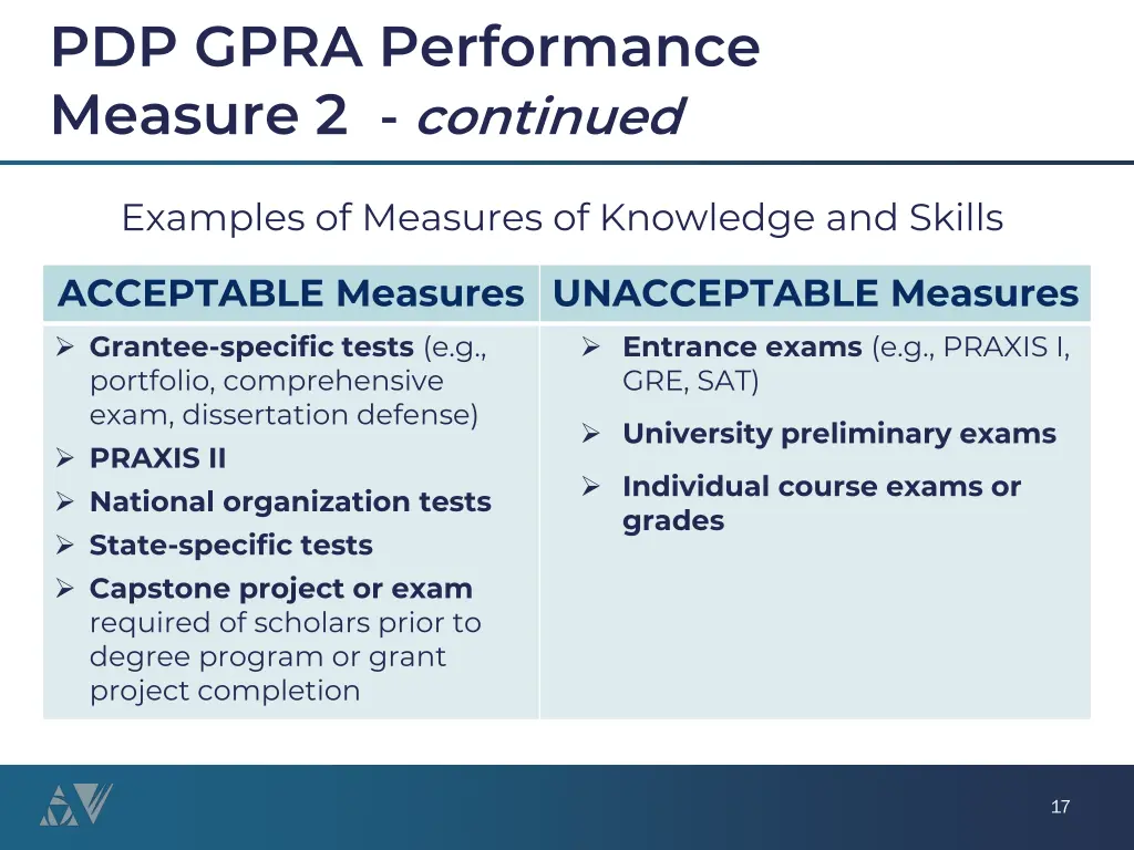 pdp gpra performance measure 2 continued