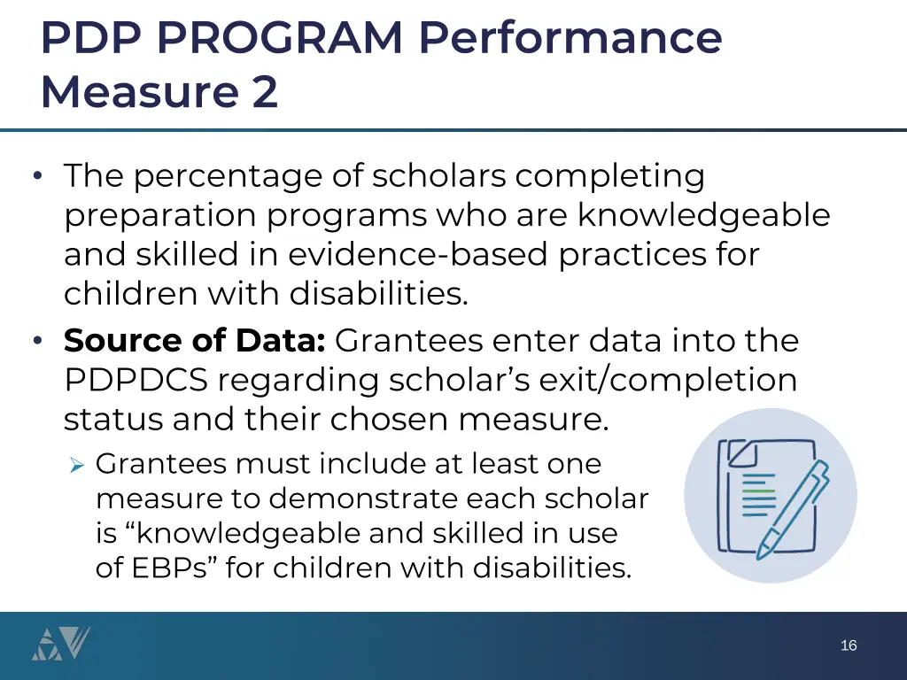 pdp program performance measure 2