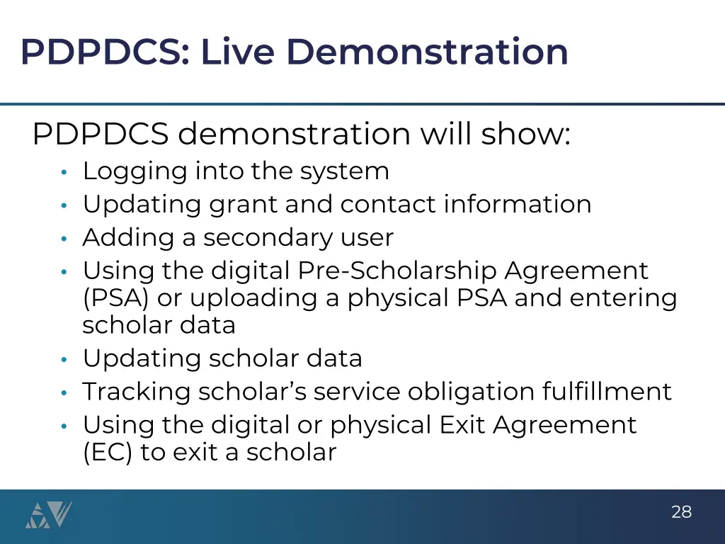 pdpdcs live demonstration