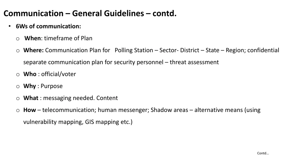 communication general guidelines contd