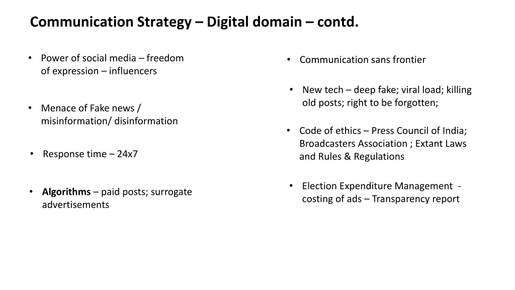communication strategy digital domain contd