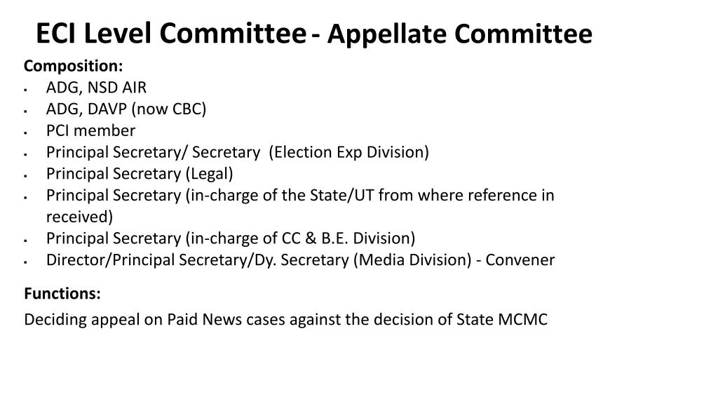 eci level committee appellate committee