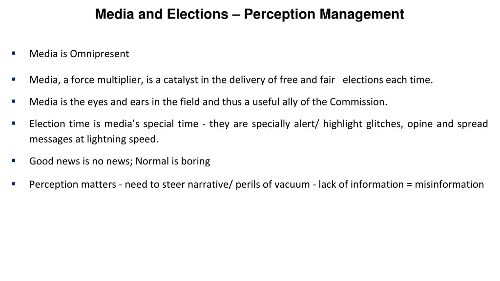 media and elections perception management