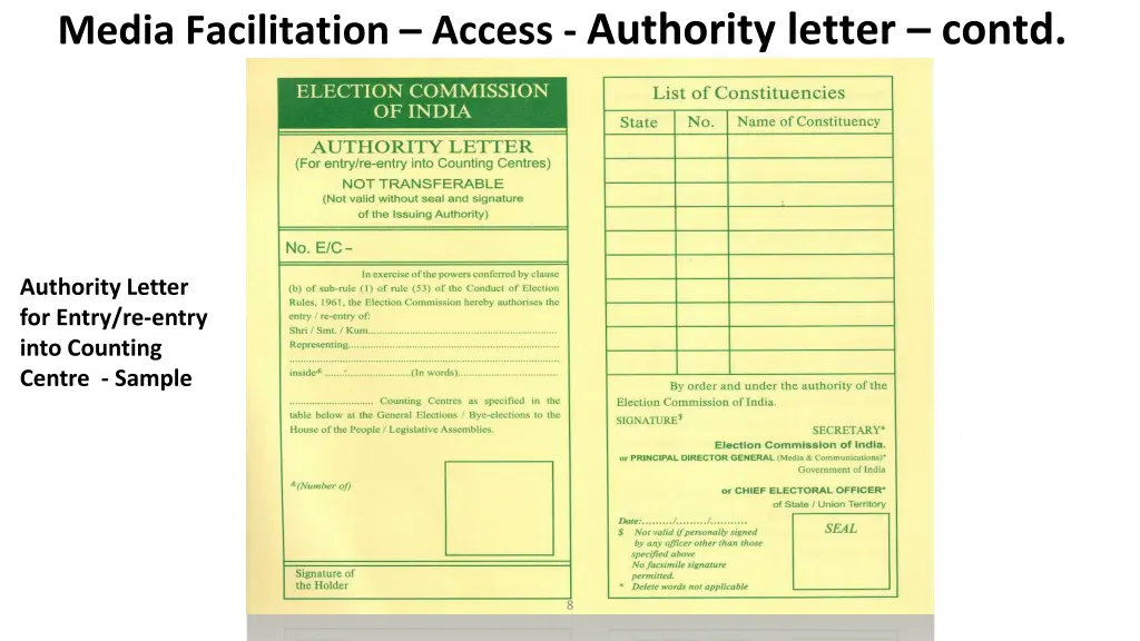 media facilitation access authority letter contd