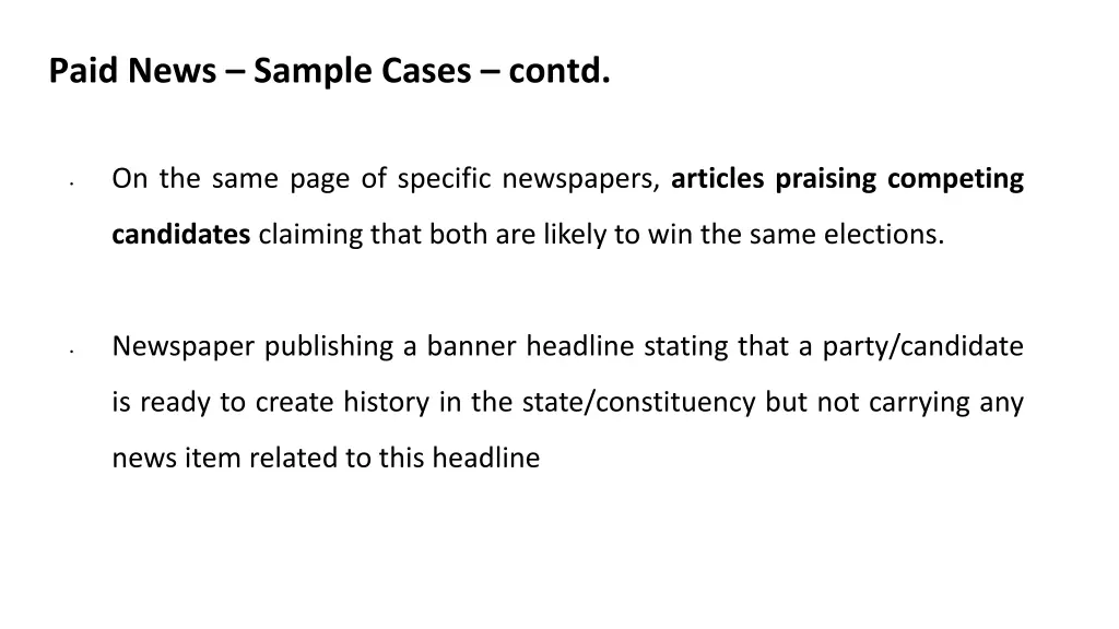 paid news sample cases contd