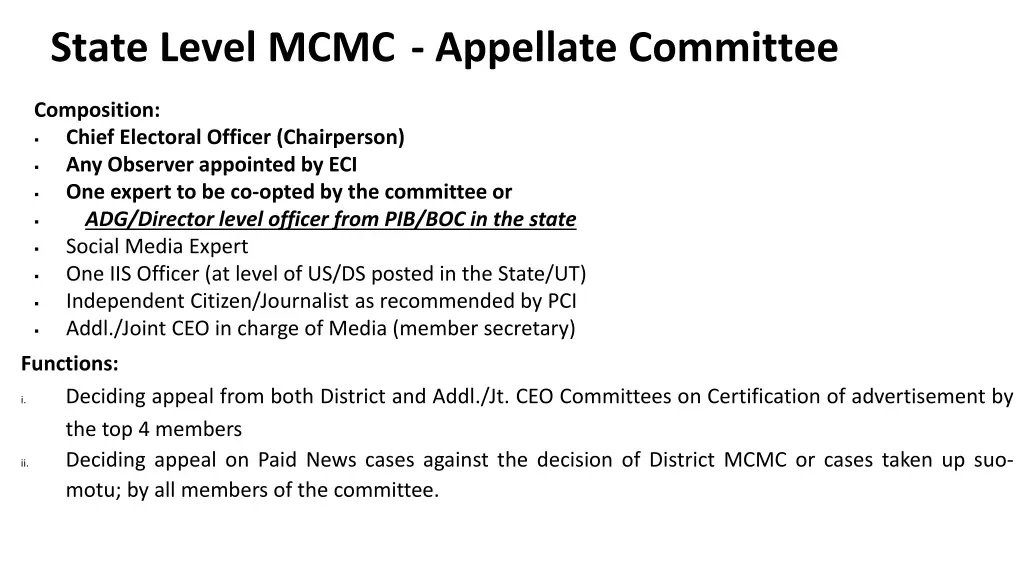 state level mcmc appellate committee