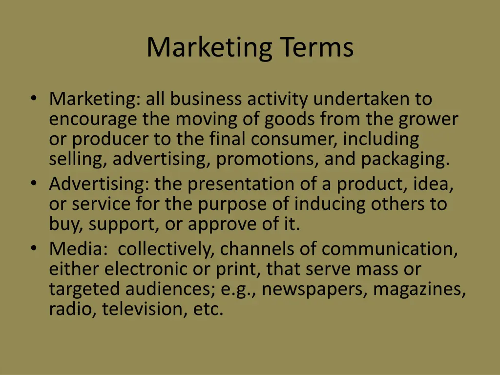 marketing terms