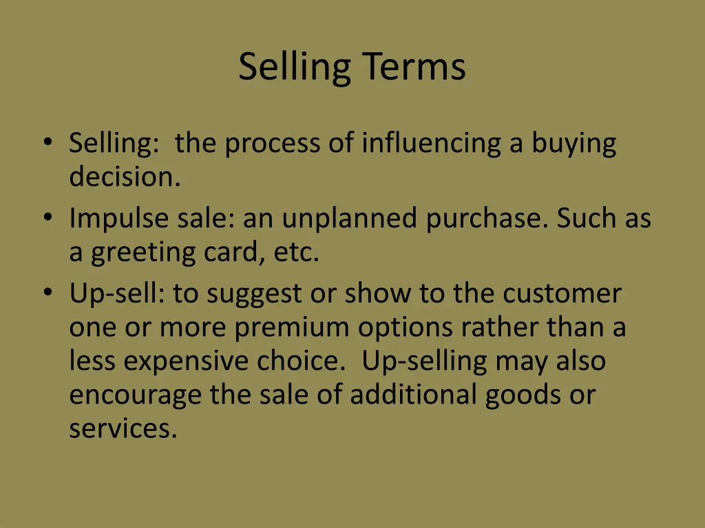 selling terms