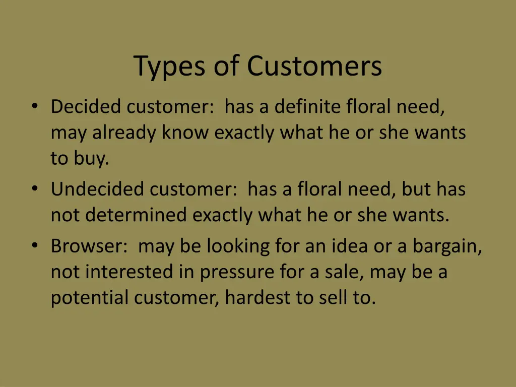 types of customers decided customer