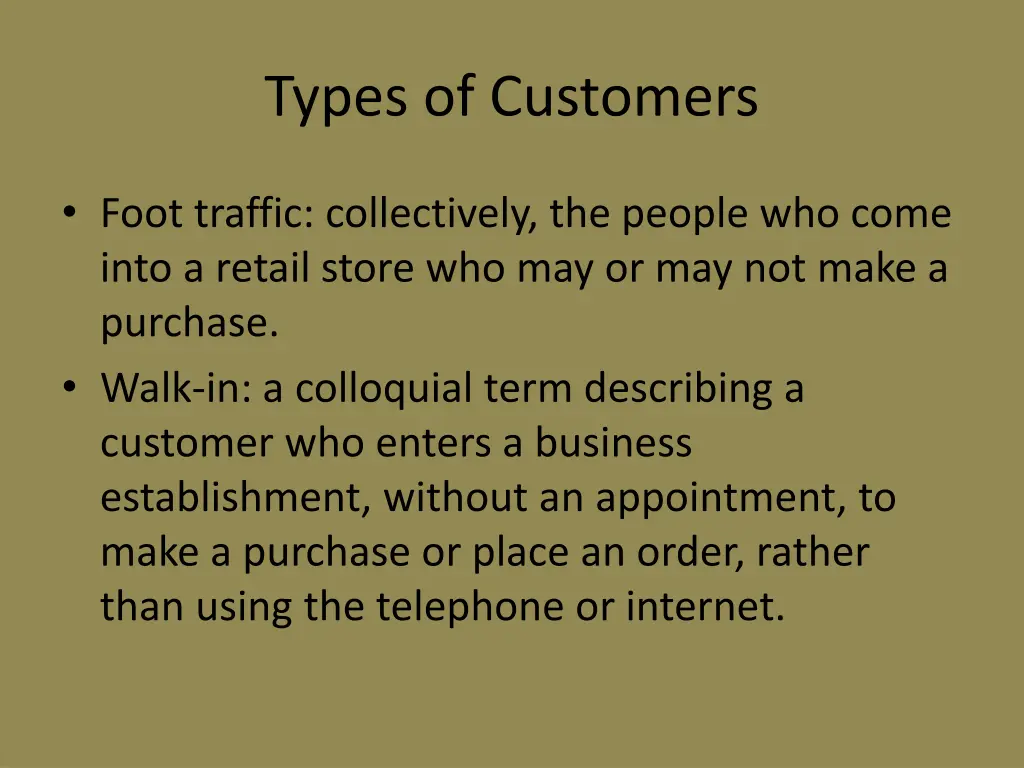 types of customers