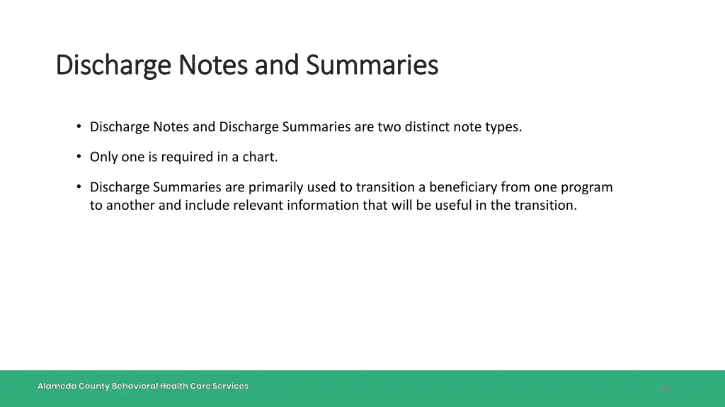 discharge notes and summaries discharge notes