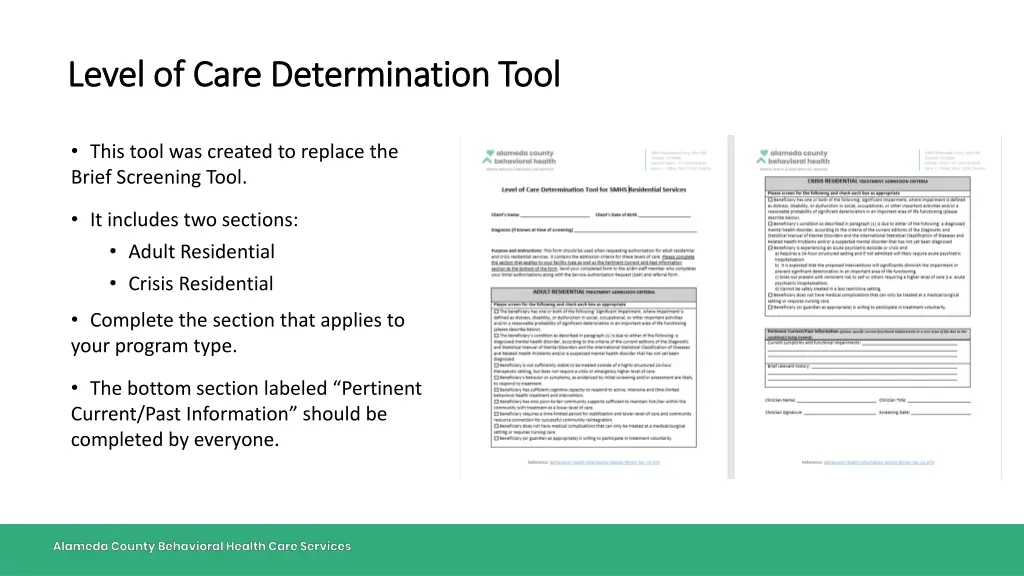 level of care determination tool level of care