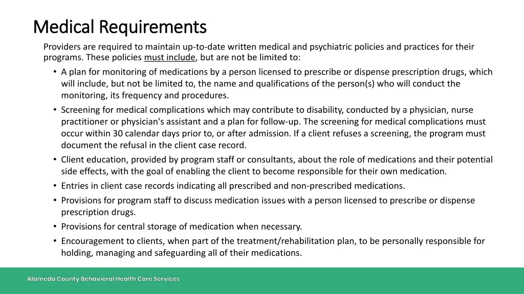 medical requirements medical requirements